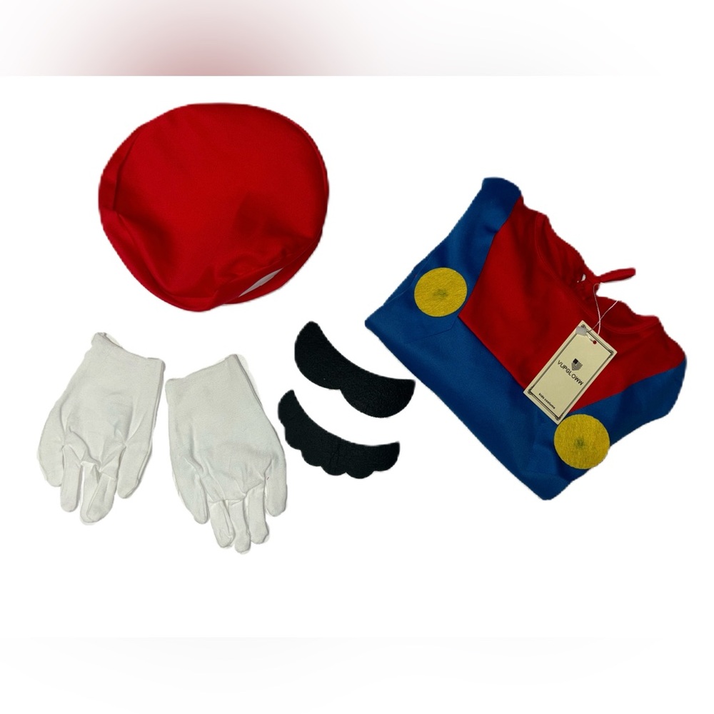 Mario Kids Plumber Superhero Cosplay Costume Set in Red and Blue Boys L (10) - Picture 2 of 15